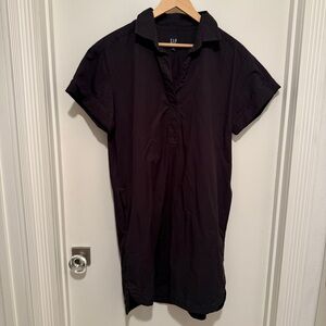 GAP Black Collared Short Sleeve Polo Dress